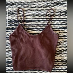 Zara crop tank top, dark rust brown